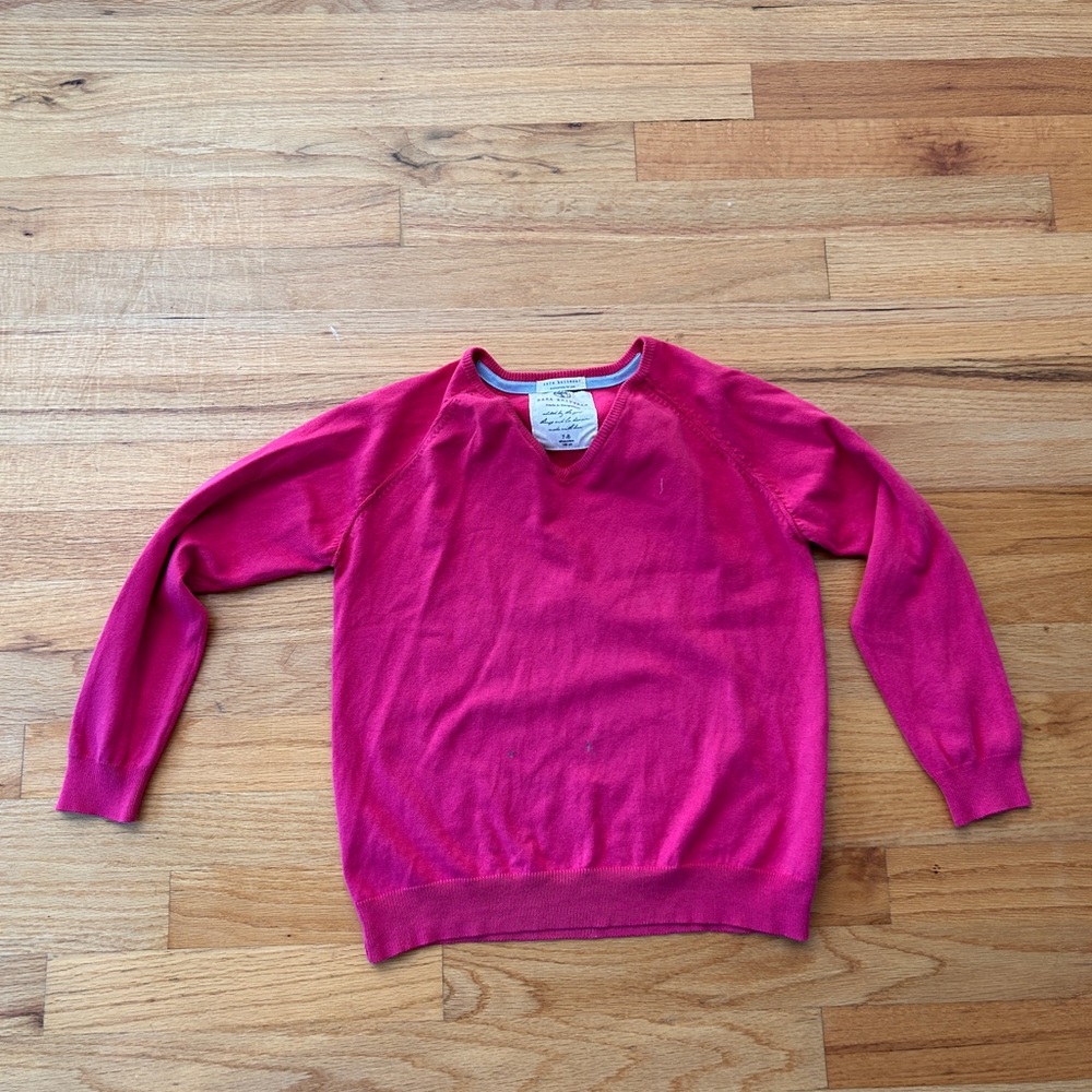 Zara V-neck Pink Crewneck Sweater